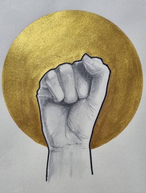 The Golden Age of Resistance Mixed Media 10x8 Original by David Nicol