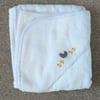 Hen & Chicks baby towel, hand embroidered