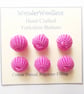 Yorkshire Spherical Buttons, Embellishments, Cotton Thread, Set of Six, Pink