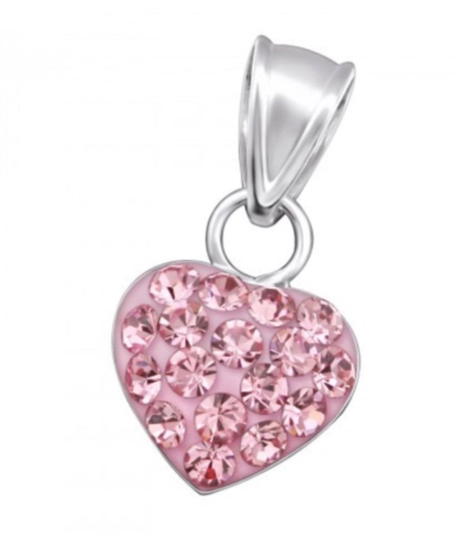Sterling Silver Pink Swarovski Encrusted Crystal Charm