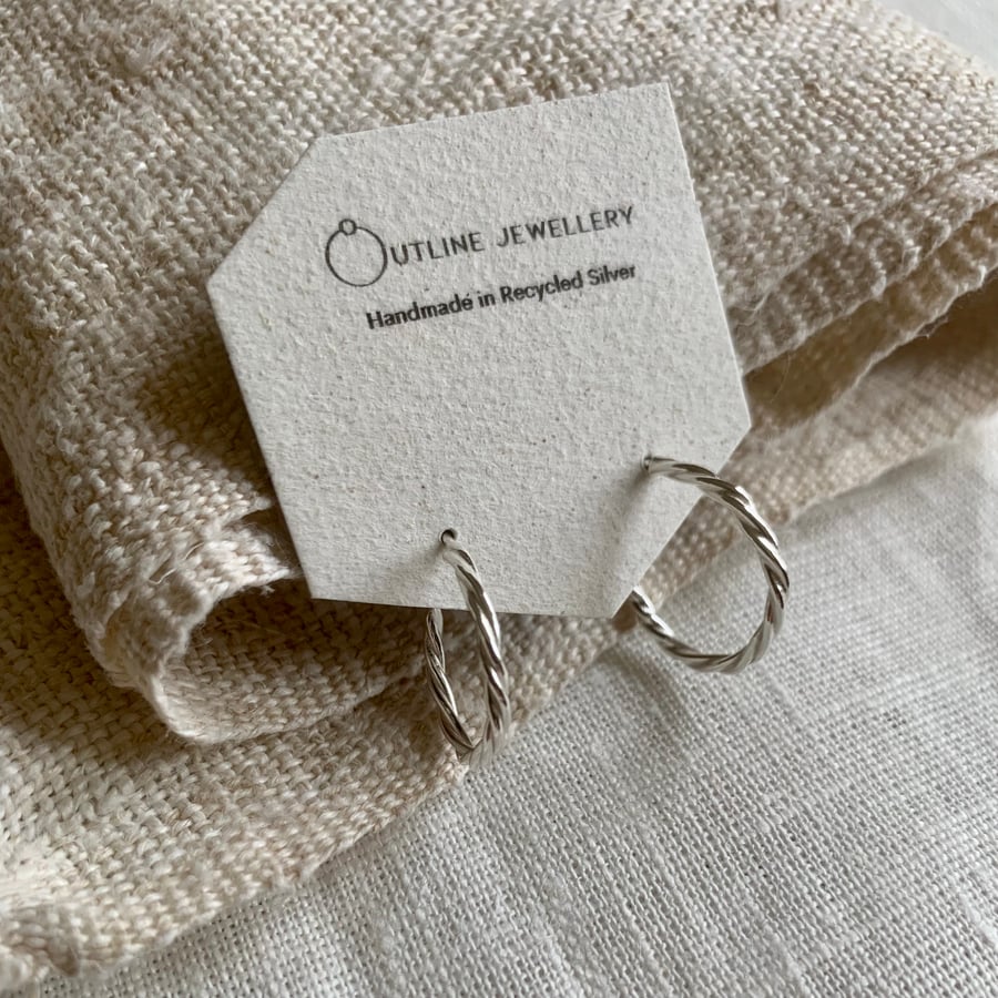 Thin delicate twist small hoop earrings 