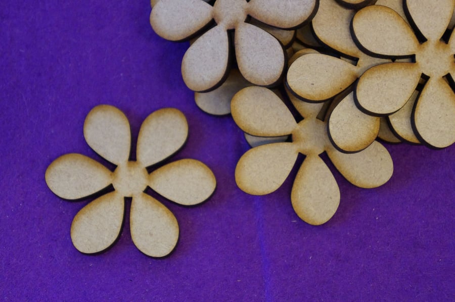 MDF Flower D 5cm - 15 x Laser cut wooden shape - Folksy