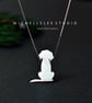 White Opal Labrador Dog Necklace With 925 Sterling Silver Chain