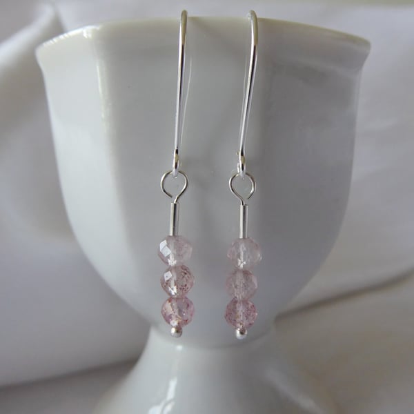 Strawberry Quartz & Sterling Silver Earrings 