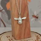 Silver Bee Necklace, Handmade Little Bee Pendant, Bee-lover nature jewellery