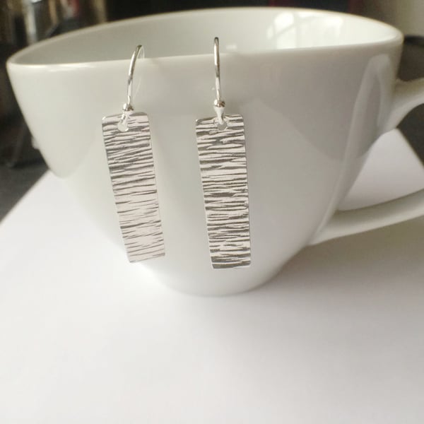 Sterling Silver Long Bar Earrings 