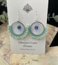 Pretty blue and mint daisy design glass beaded earrings, boho jewellery  - Image 6
