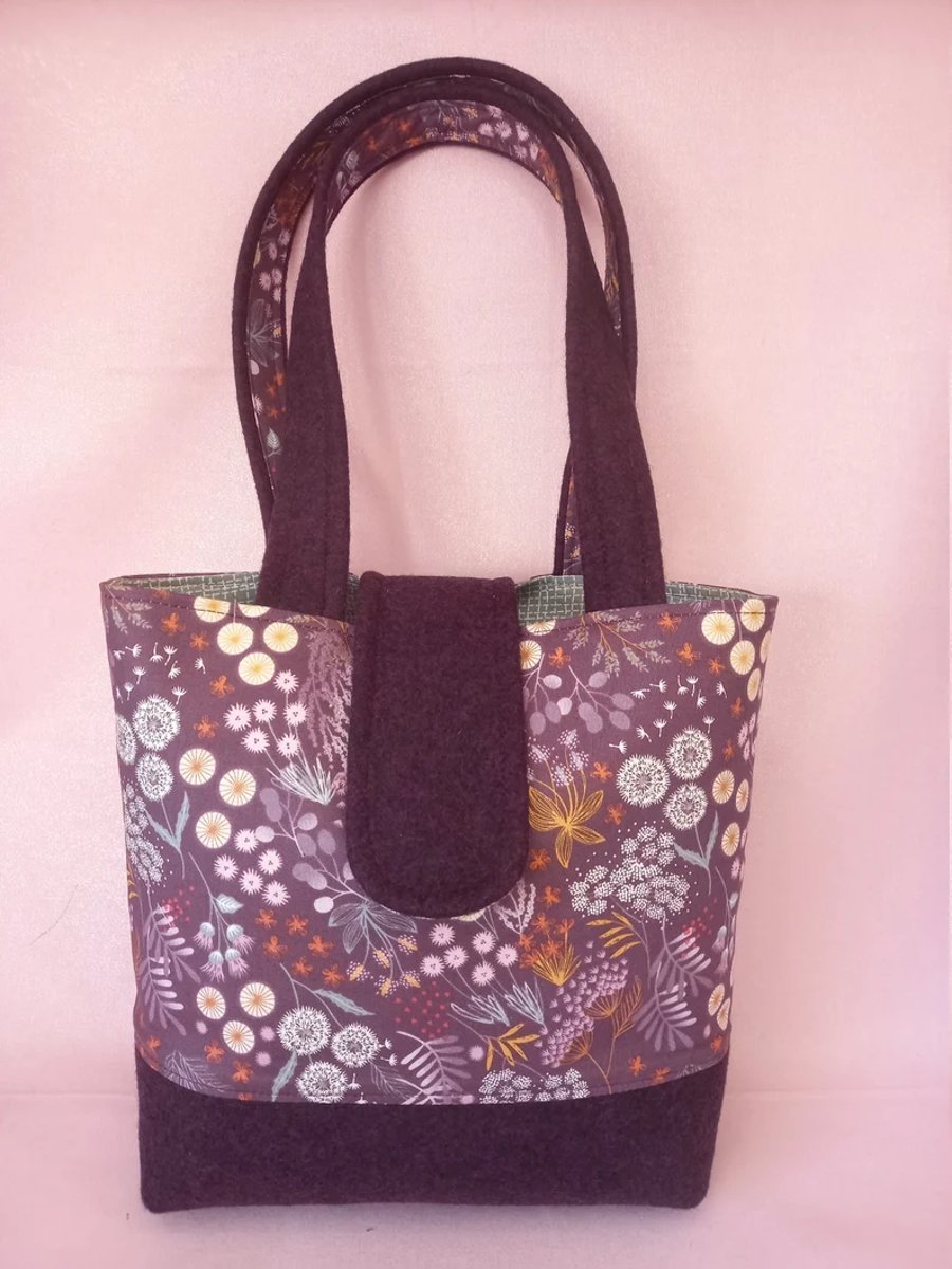 Bag Sewing kit - Lewis and Irene Fairy Clocks and Aubergine wool