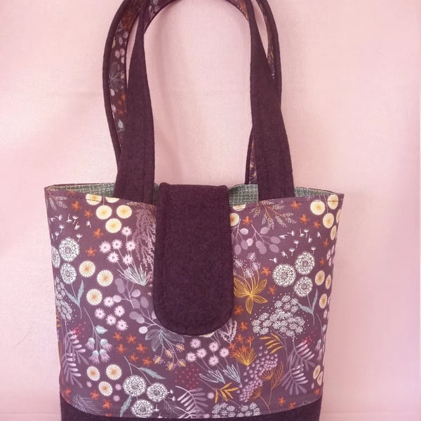 Bag Sewing kit - Lewis and Irene Fairy Clocks and Aubergine wool