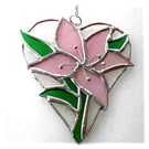 Lily Heart Suncatcher Stained Glass 020 Pink Flower