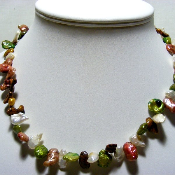 Multi Colour Freshwater Keshi Pearl Necklace