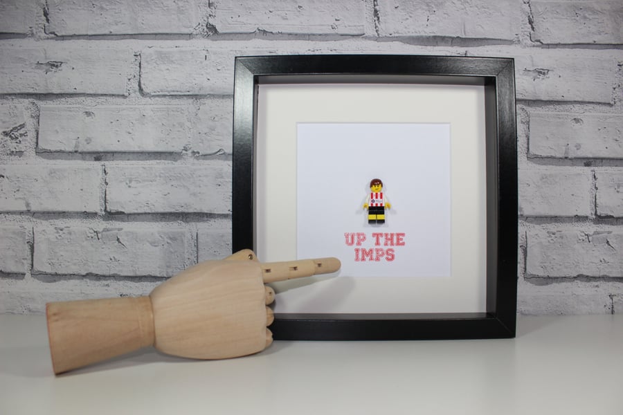 LINCOLN CITY FC - FRAMED LEGO MINIFIGURE - CUSTOM - GREAT ART WORK