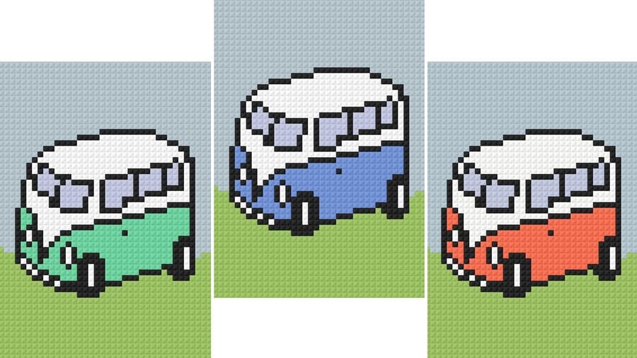 Camper Van Needlepoint Chart PDF - Retro 3-in-1 Tapestry Pattern