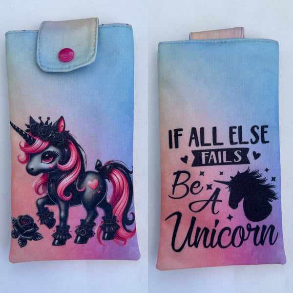 Phone or Glasses Case - Black Unicorn