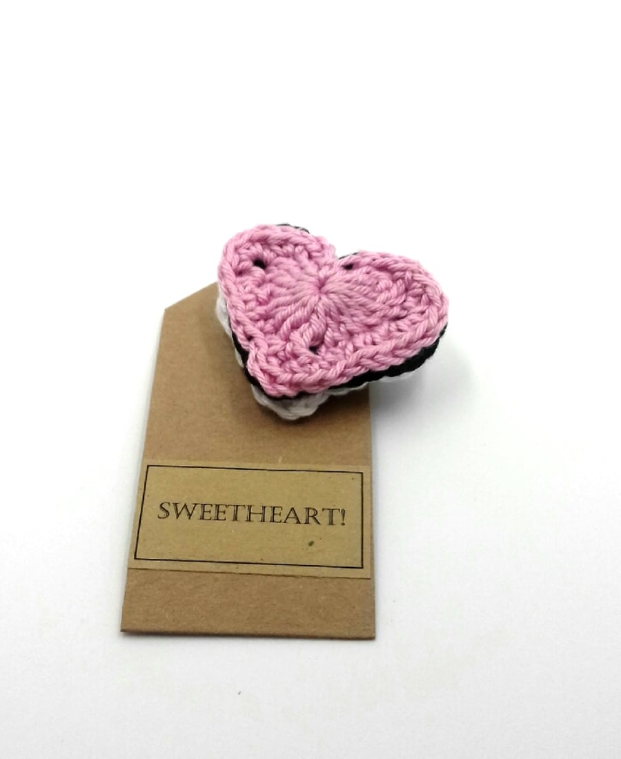 Crochet Sweetheart Brooch 