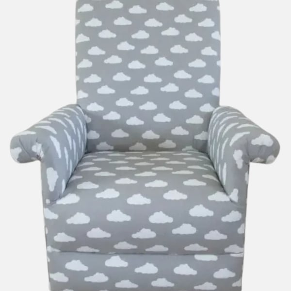Grey White Clouds Children's Chair Armchair Nursery Small Kids Bedroom New
