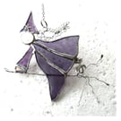 Purple Witch on Broomstick Suncatcher Stained Glass 