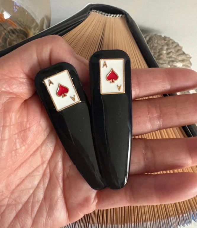 2 x ace of spades playing cards hair clip slides 