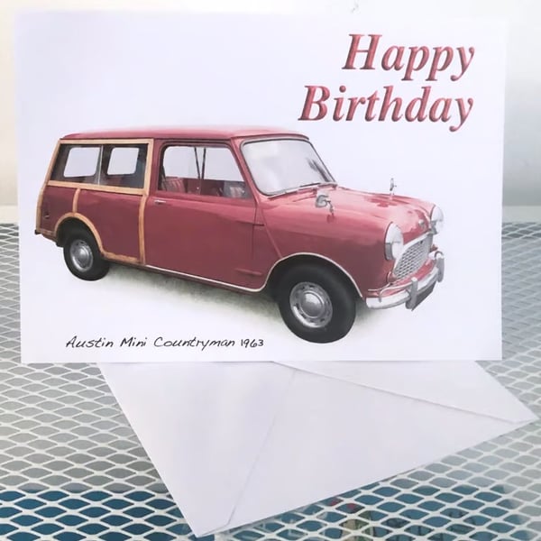Mini Austin Countryman 1963 - Birthday, Anniversary, Retirement or Plain Card