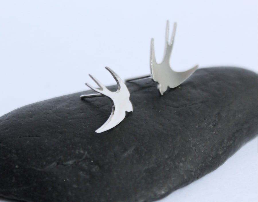 Silver Swallow Earrings