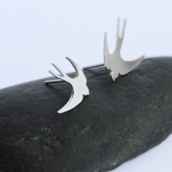 Silver Swallow Earrings