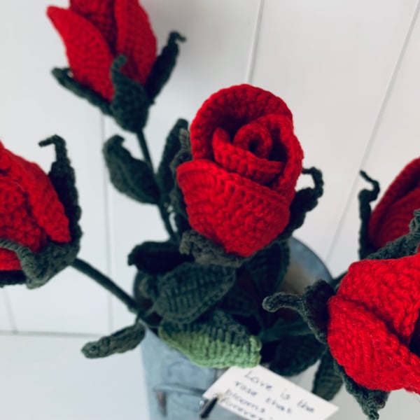 Individual crochet rose bud