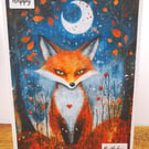 C6742   Cute Fox Birthday Card, Hammered Card, 