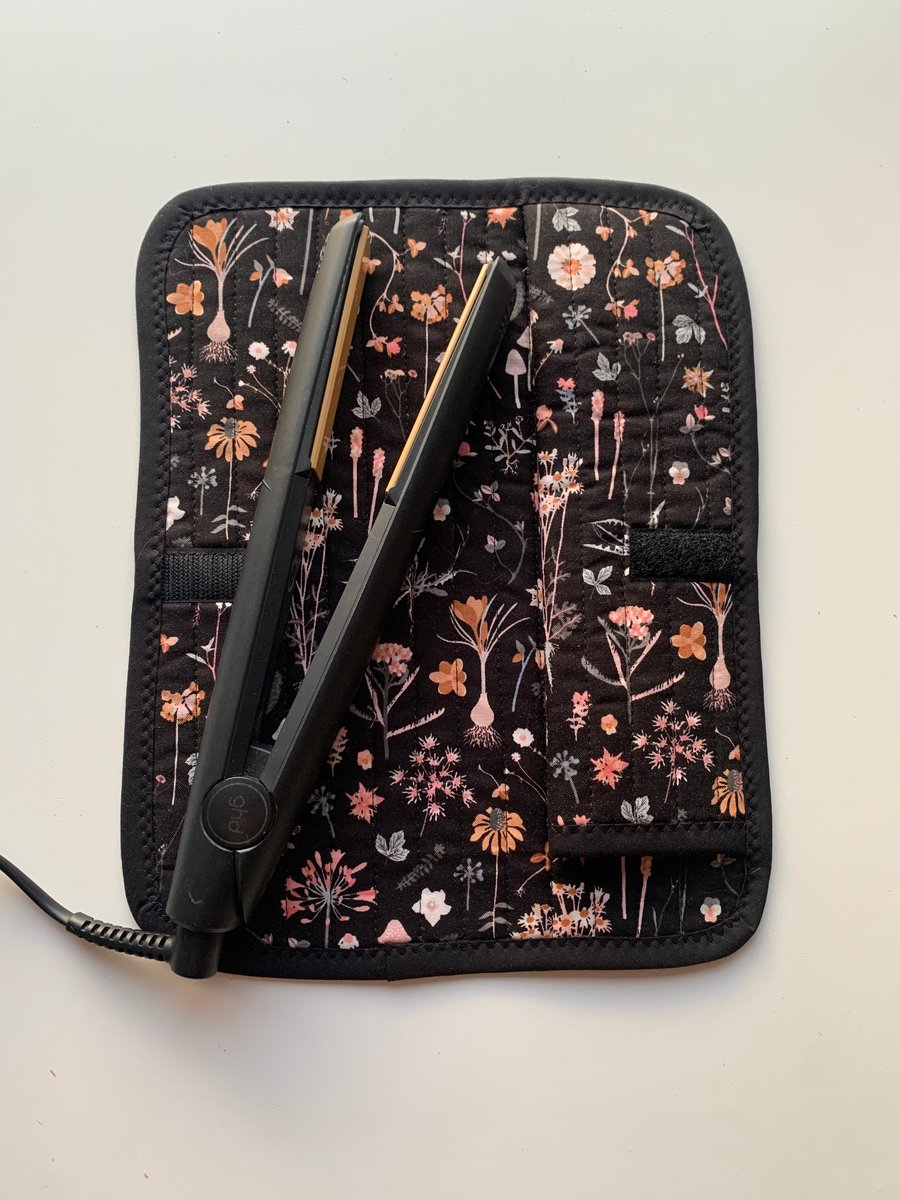 Floral And Mushroom Print Quilted Fabric Hair Straightener Mat