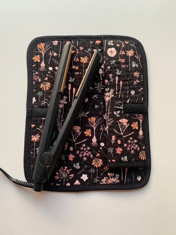 Floral And Mushroom Print Quilted Fabric Hair Straightener Mat