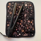 Floral And Mushroom Print Quilted Fabric Hair Straightener Mat