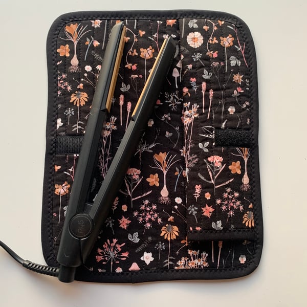 Floral And Mushroom Print Quilted Fabric Hair Straightener Mat