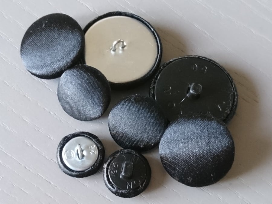 Black Satin Buttons - Available in Different Button & Pack Sizes