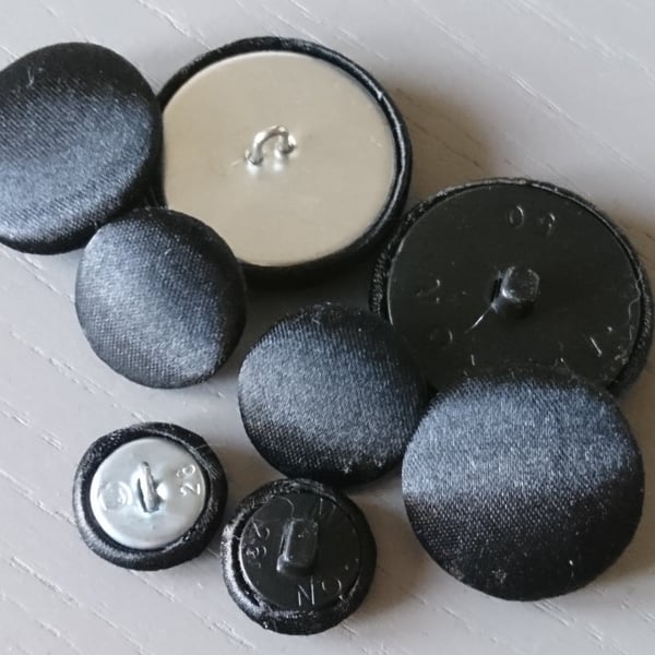 Black Satin Buttons - Available in Different Button & Pack Sizes