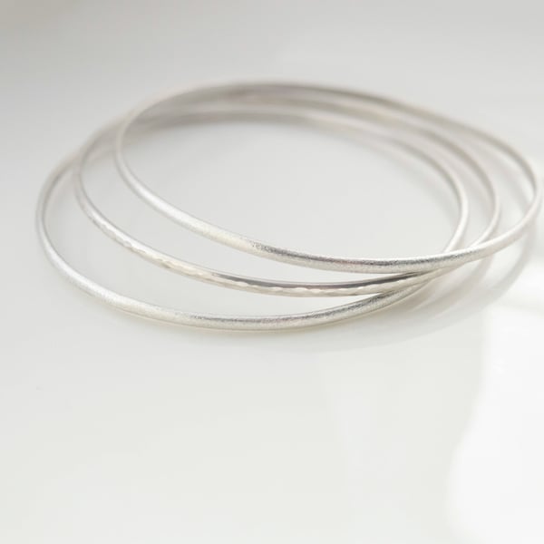 Argentium Silver Textured Bangles