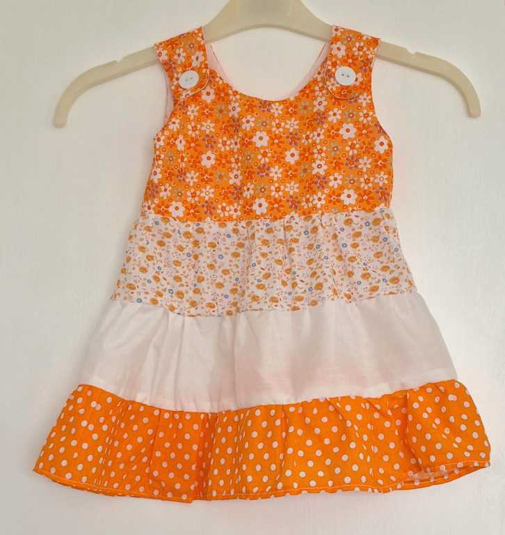 Orange colours todddlers tiered sundress 1 - 2 years