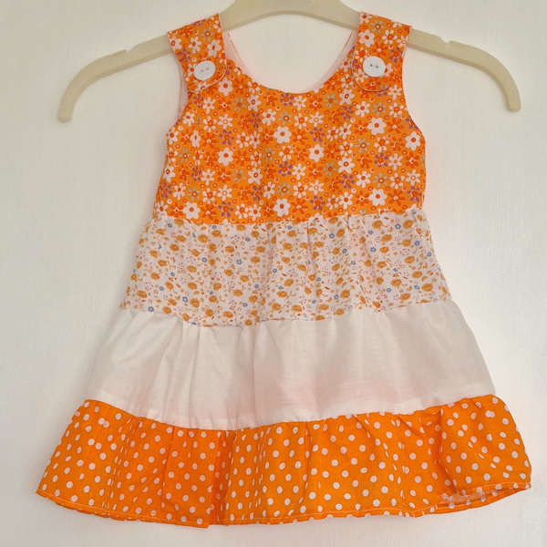 Orange colours todddlers tiered sundress 1 - 2 years