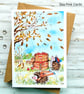 Autumn Hedgehogs Blank Card - original art, all occasions, apples, leaves - Image 5
