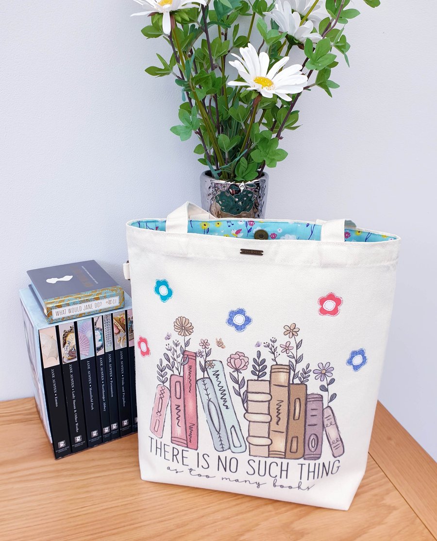 Books Design Lined Tote Bag