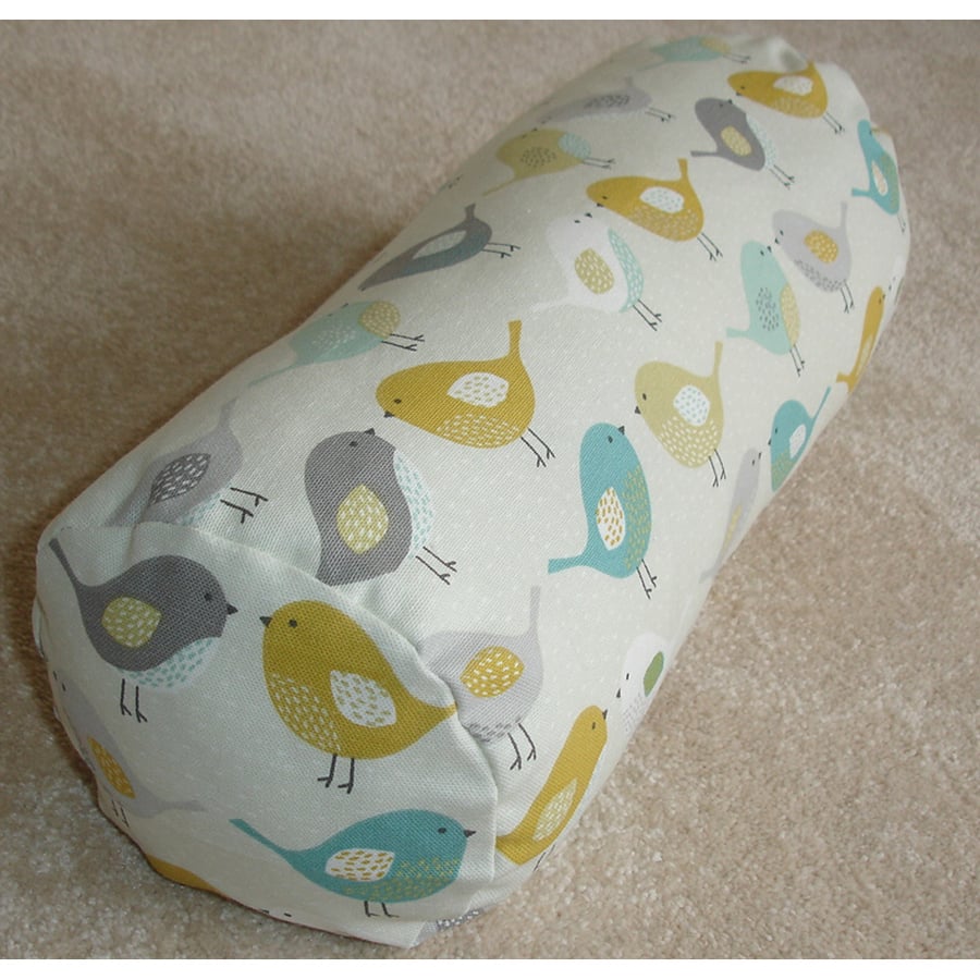 Yoga Bolster Cushion COVER ONLY 24"x9" Birds Round Cylinder Namaste Pillow
