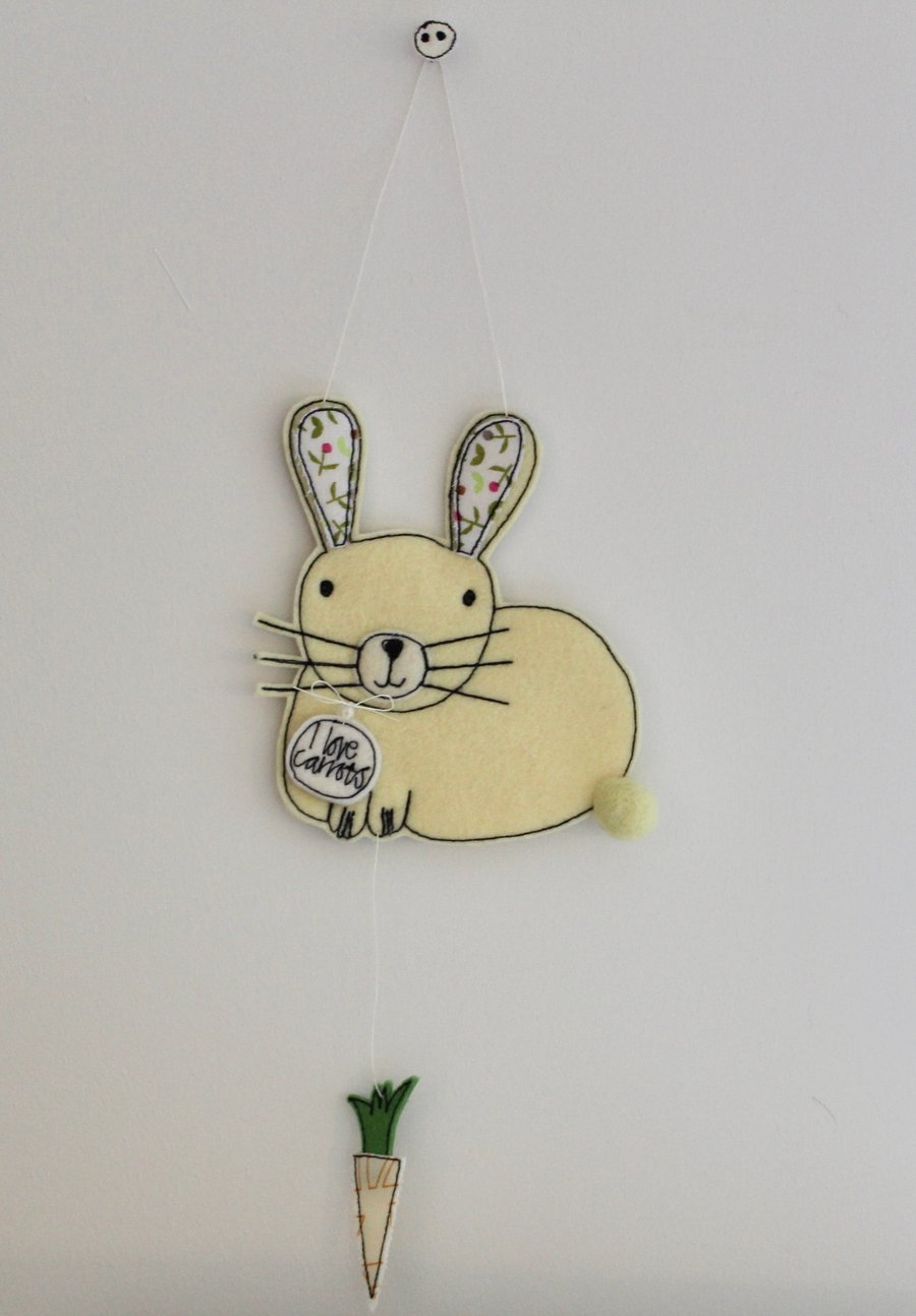 'Lemon Rabbit loves Carrots' - Hanging Decoration