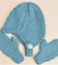 Baby's Cabled Helmet & Mittens Set, Baby Shower Gift, Gift Ideas for Babies - Image 5