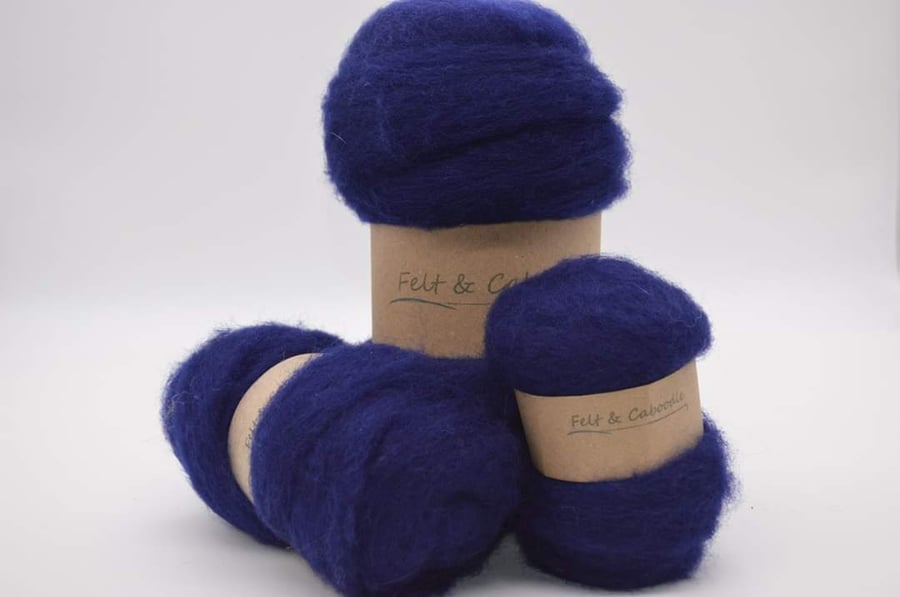 Carded Corriedale Royal Blue 