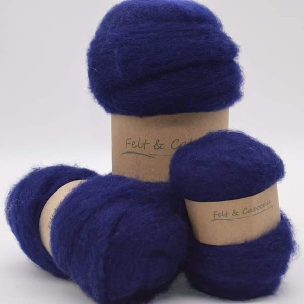Carded Corriedale Royal Blue 