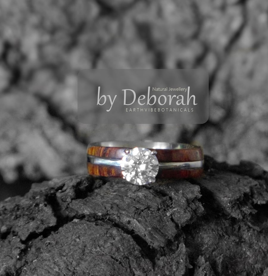 Wood & Diamond Engagement Ring. Desert Ironwood. Natural Jewellery by Deborah