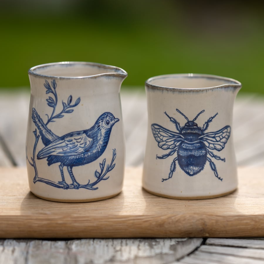 Handmade stoneware pinch jug - in collaboration with House of Hawks