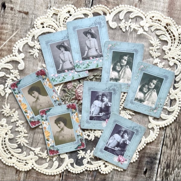 Shabby chic vintage ladies card toppers ephemera