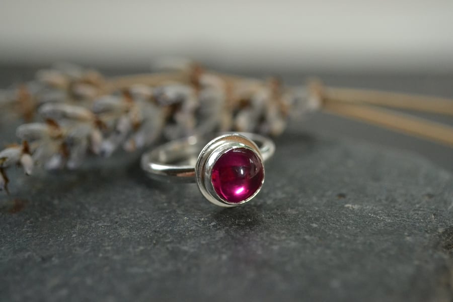 Ruby and sterling silver ring