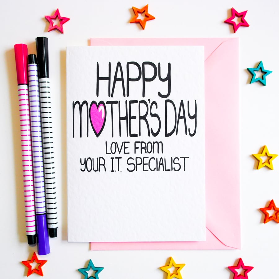 Mothers Day Card From Your IT Specialist Mother's Day Card, Card for Mum