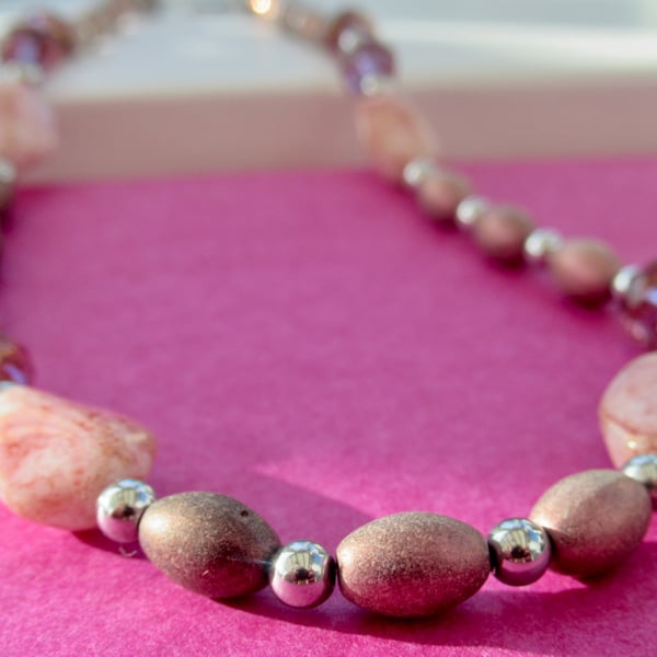 'Dusk' Czech glass and hematite beaded necklace