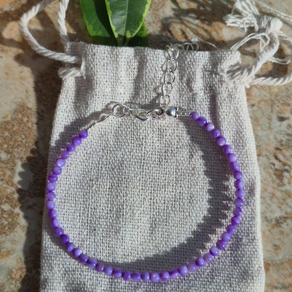 Dainty Purple Seashell Pearl Handmade Beaded Bracelet 